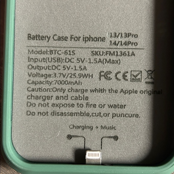 Green Battery Case for iPhone 13/13 Pro & 14/14 Pro - Picture 6 of 6